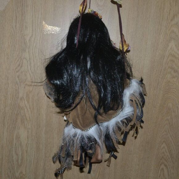 Native American Collectable Porcelain Doll on Swing - Picture 8 of 14